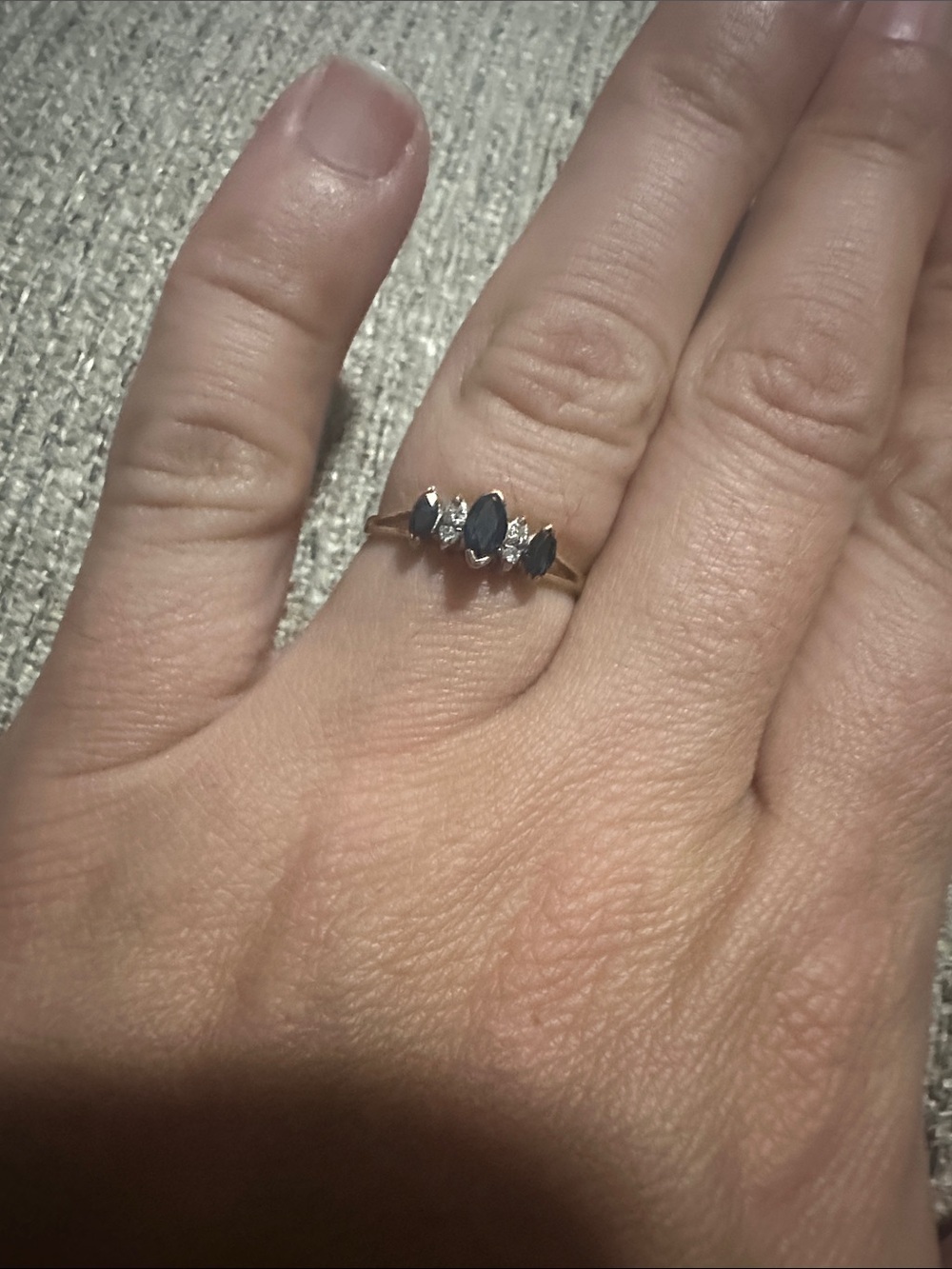 14k Blue & White Sapphine Marquise Cut Ring